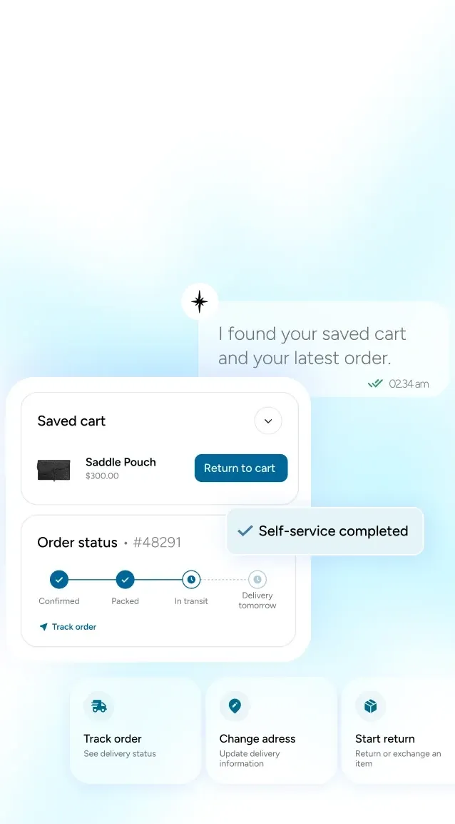 Saved cart and order status (mobile)