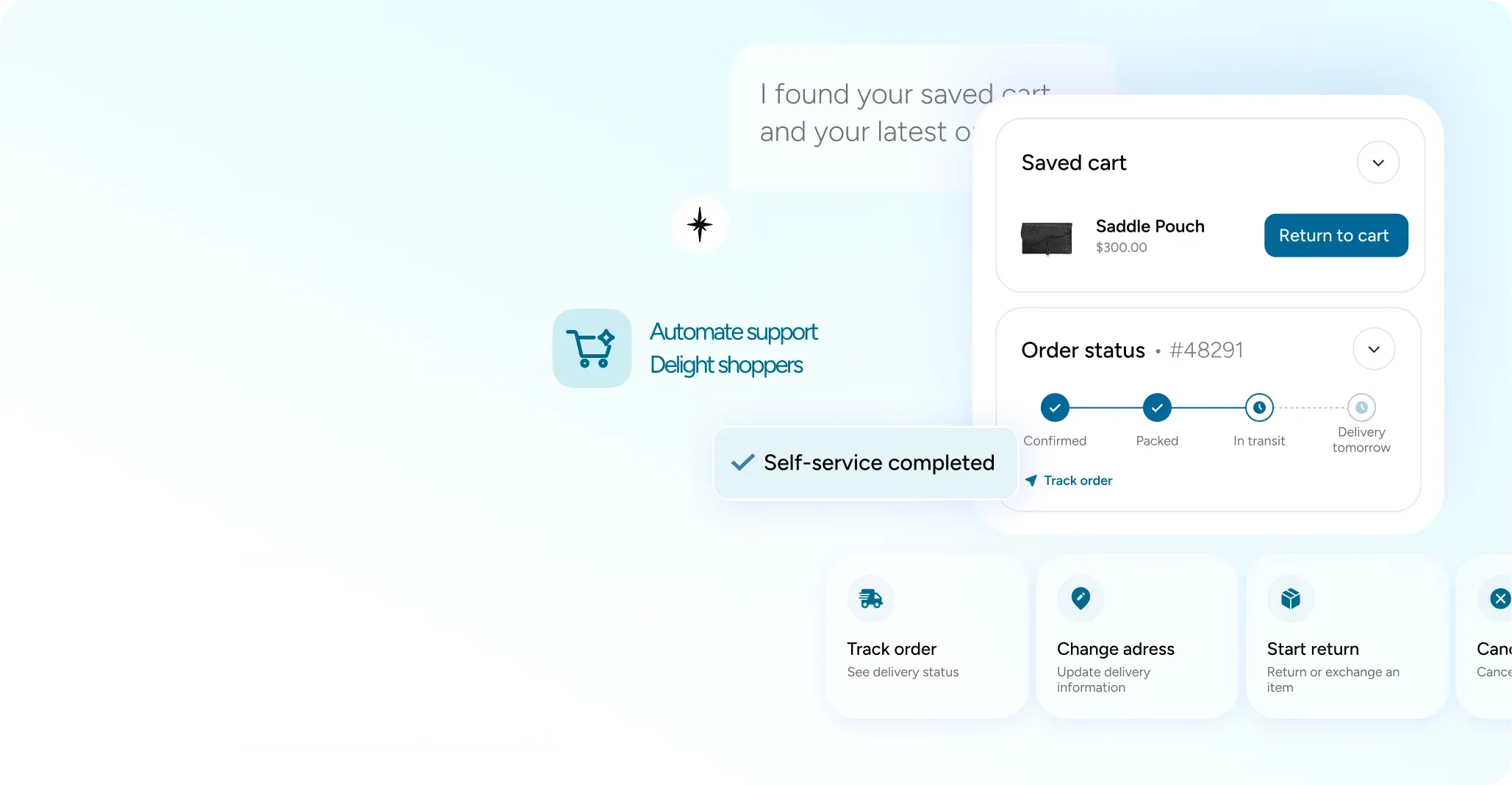 Saved cart and order status