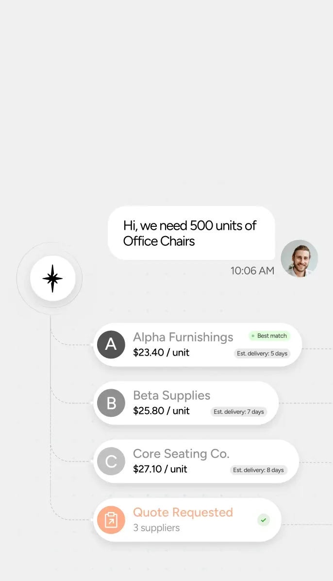 Suppliers compared side by side (mobile)
