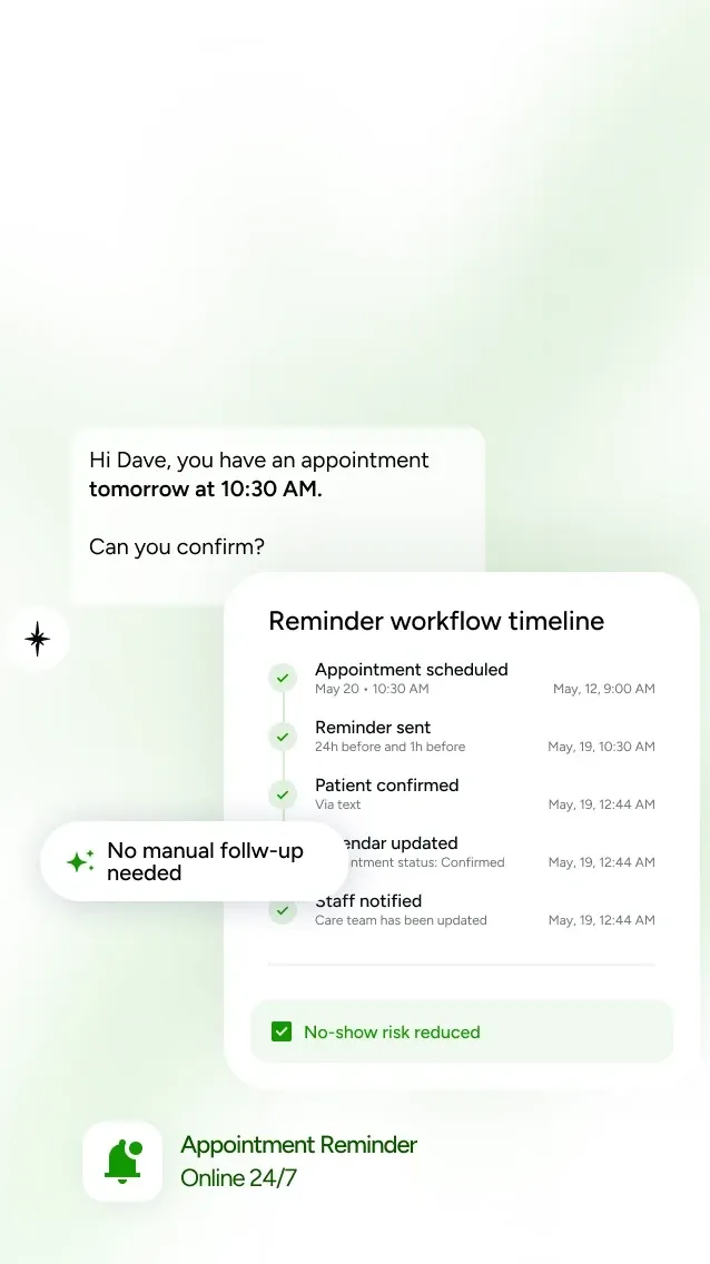 Appointment reminder workflow (mobile)