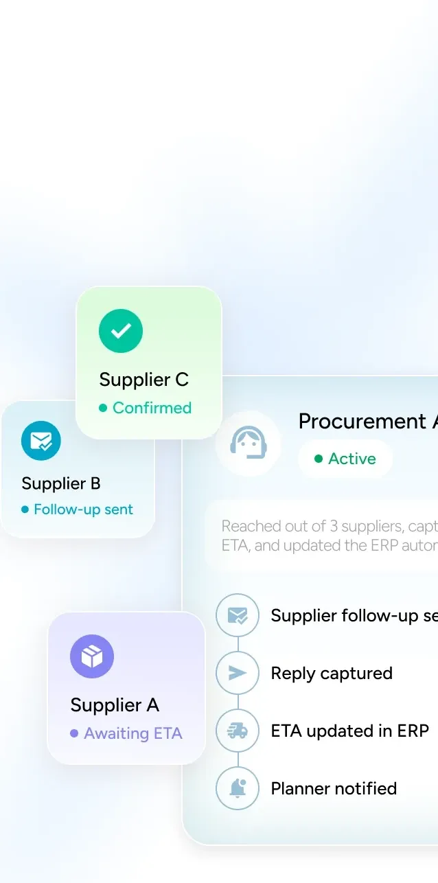 Procurement agent supplier follow-ups (mobile)