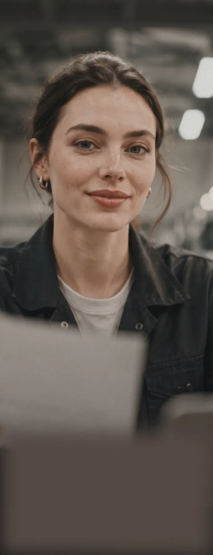 Manufacturing spotlight portrait (mobile)